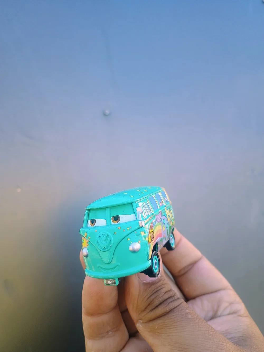 DISNEY PIXAR CARS Race Team FIllmore VW  Volkswagen Bus Green Diecast Mattel Toy